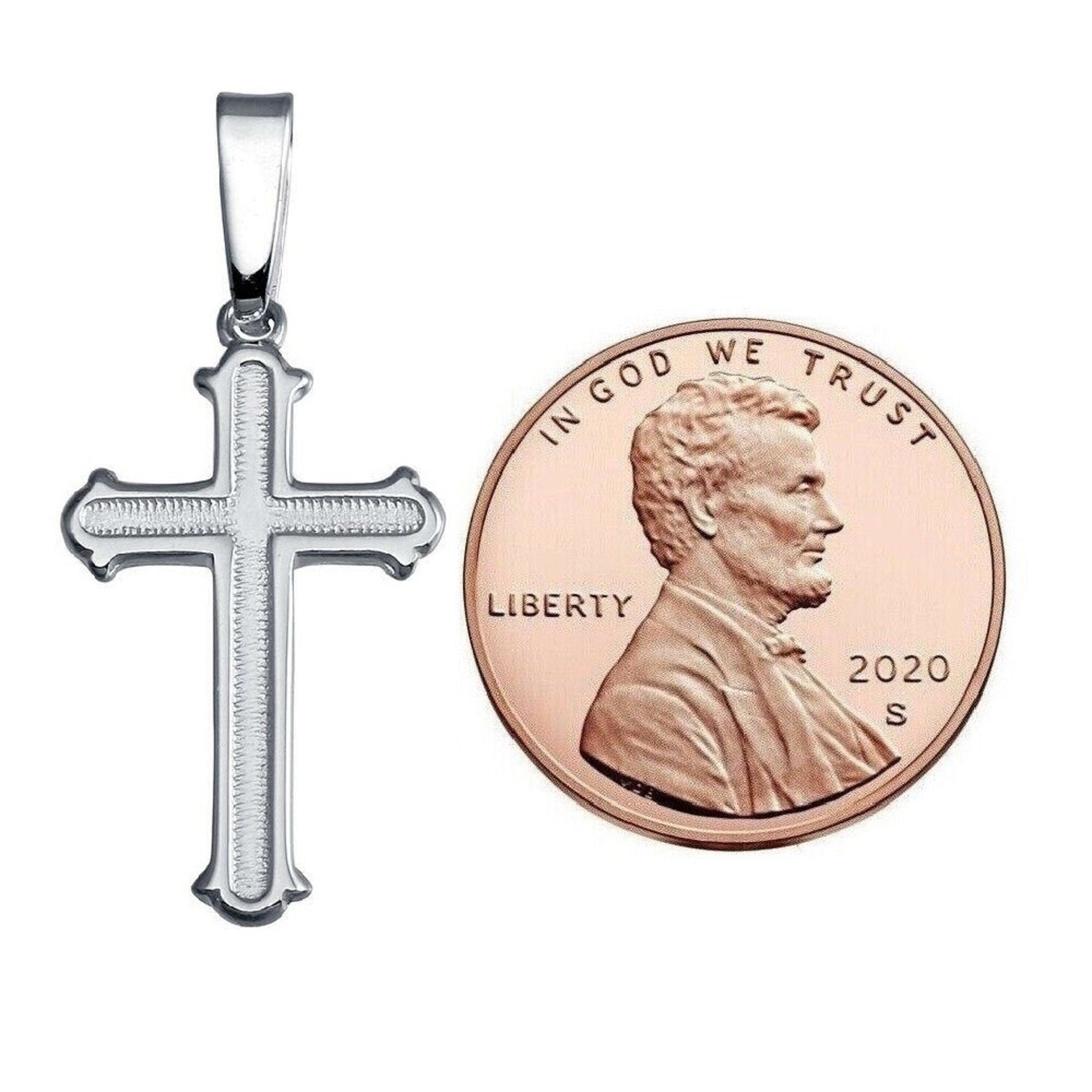 925 Sterling Silver Necklace w/ High Polished Cross Pendant Charm