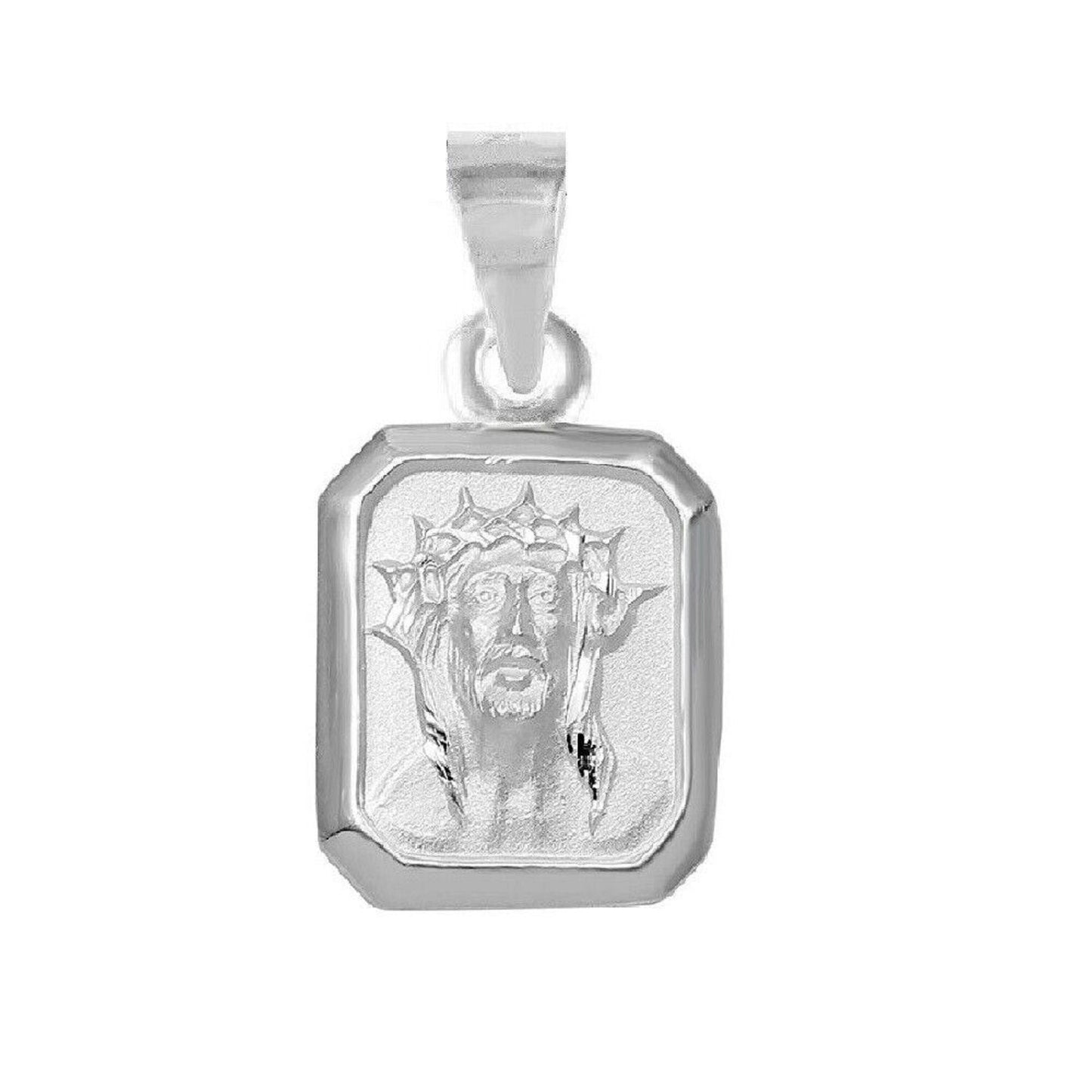 925 Sterling Silver Necklace w/ Holy Face of Jesus Crown of Thorns Pendant Charm