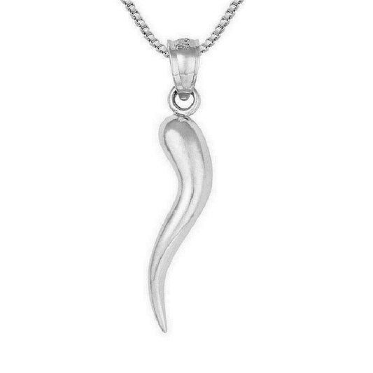 925 Sterling Silver Necklace w/ Horn 3D Solid Pendant Charm