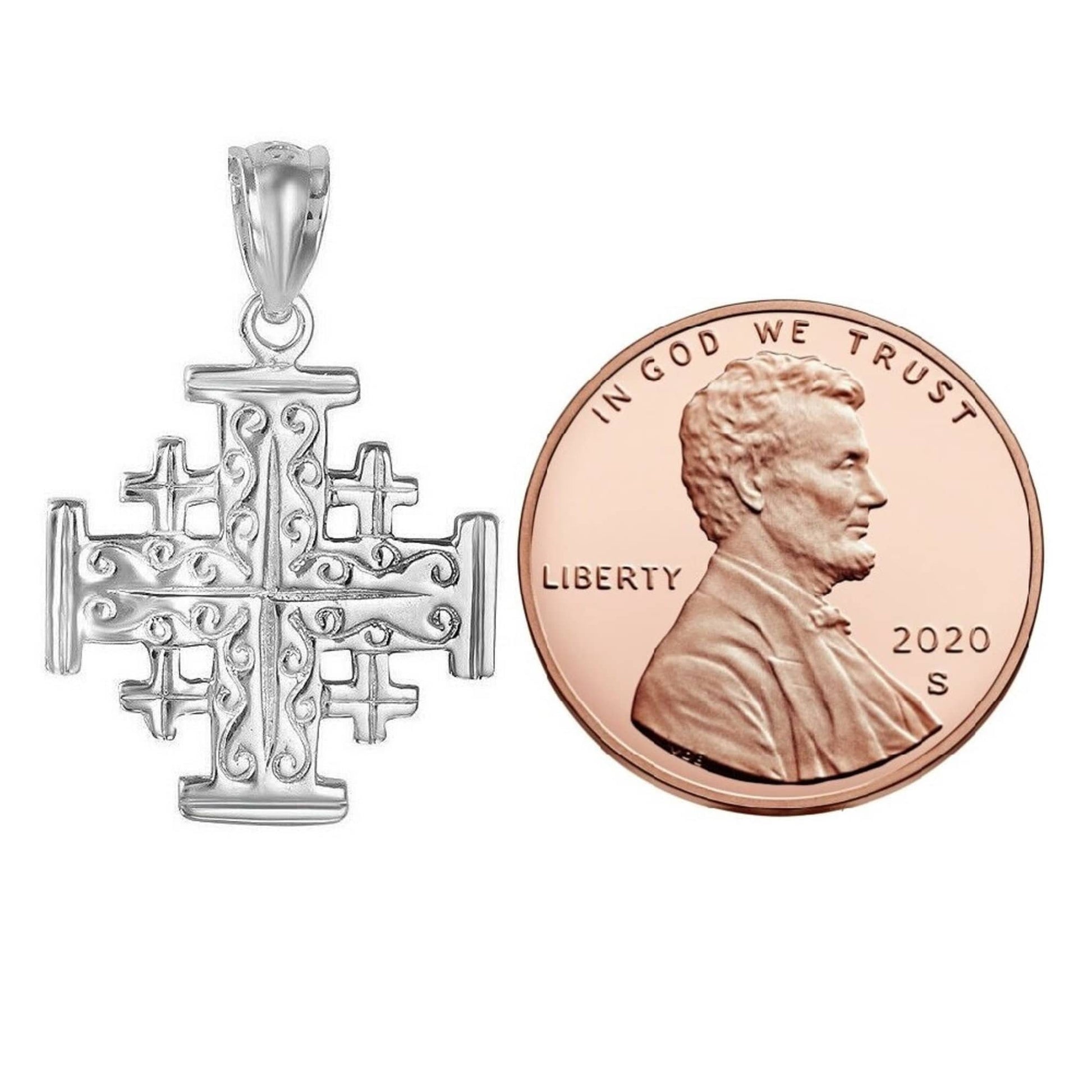 925 Sterling Silver Necklace w/ Jerusalem Cross Charm