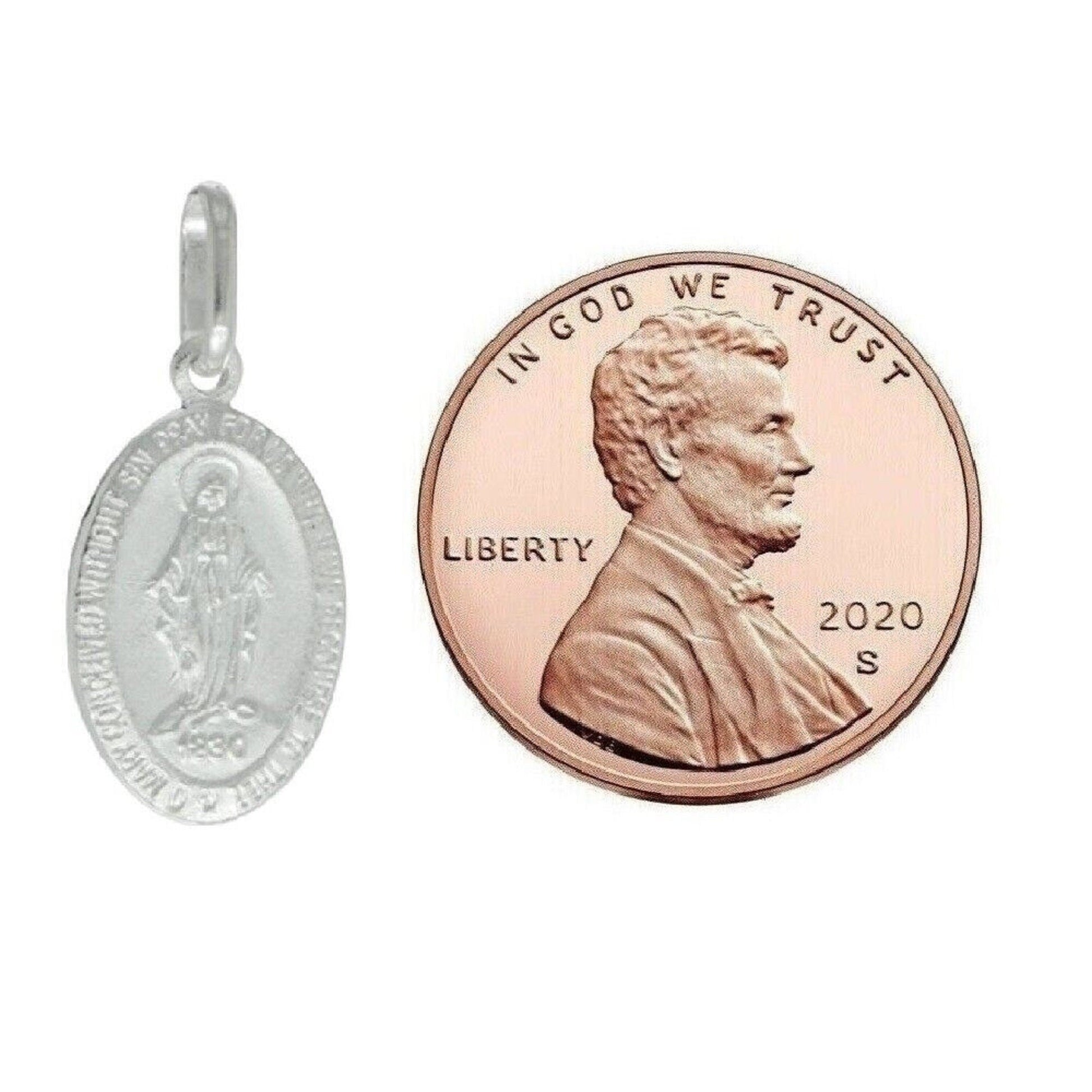 925 Sterling Silver Necklace w/ Miraculous Virgin Mary Pendant Charm