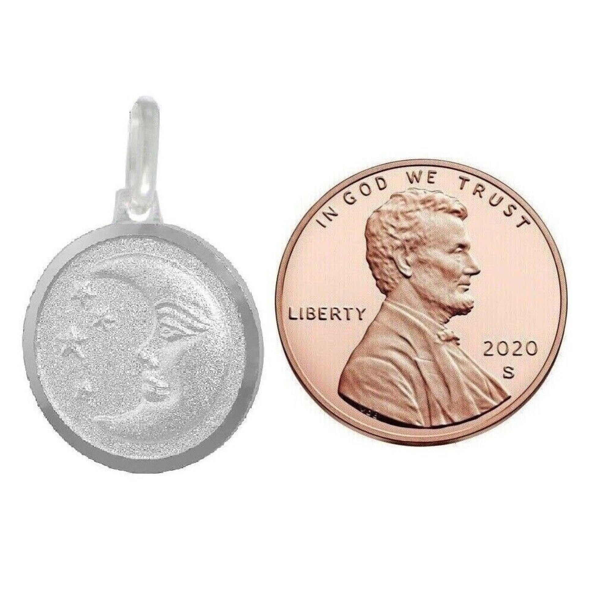 925 Sterling Silver Necklace w/ Moon & Star Pendant Charm