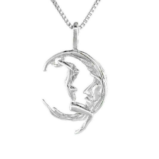 925 Sterling Silver Necklace w/ Moon Rider 3D Pendant Charm
