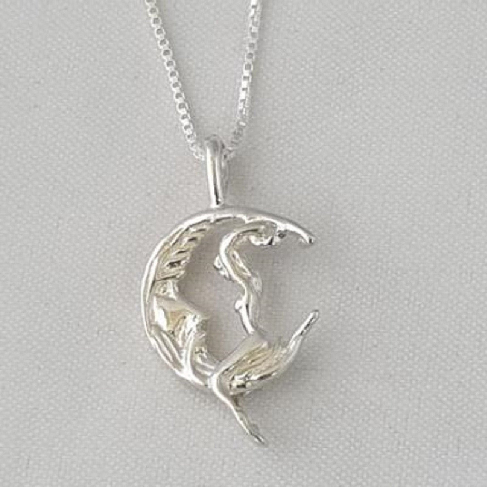 925 Sterling Silver Necklace w/ Moon Rider 3D Pendant Charm