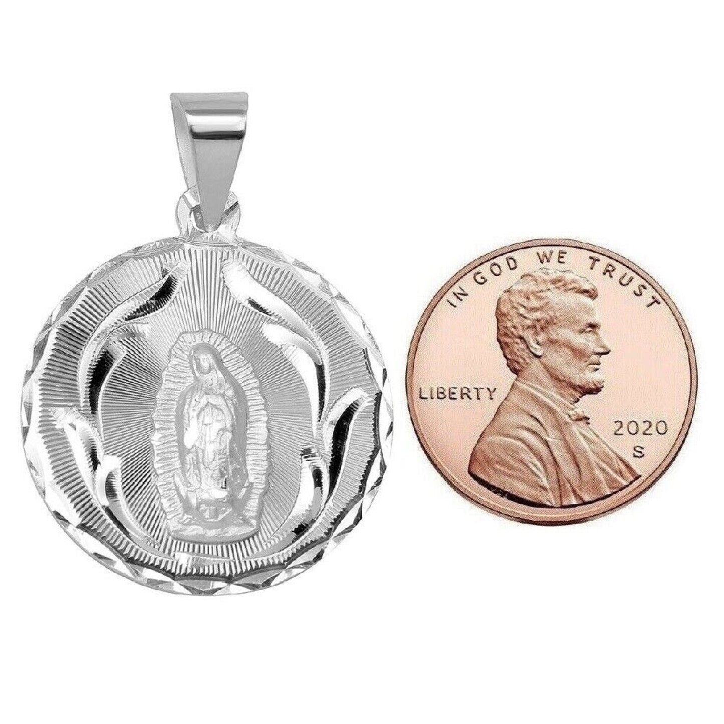 925 Sterling Silver Necklace w/ Our Lady of Guadalupe Pendant