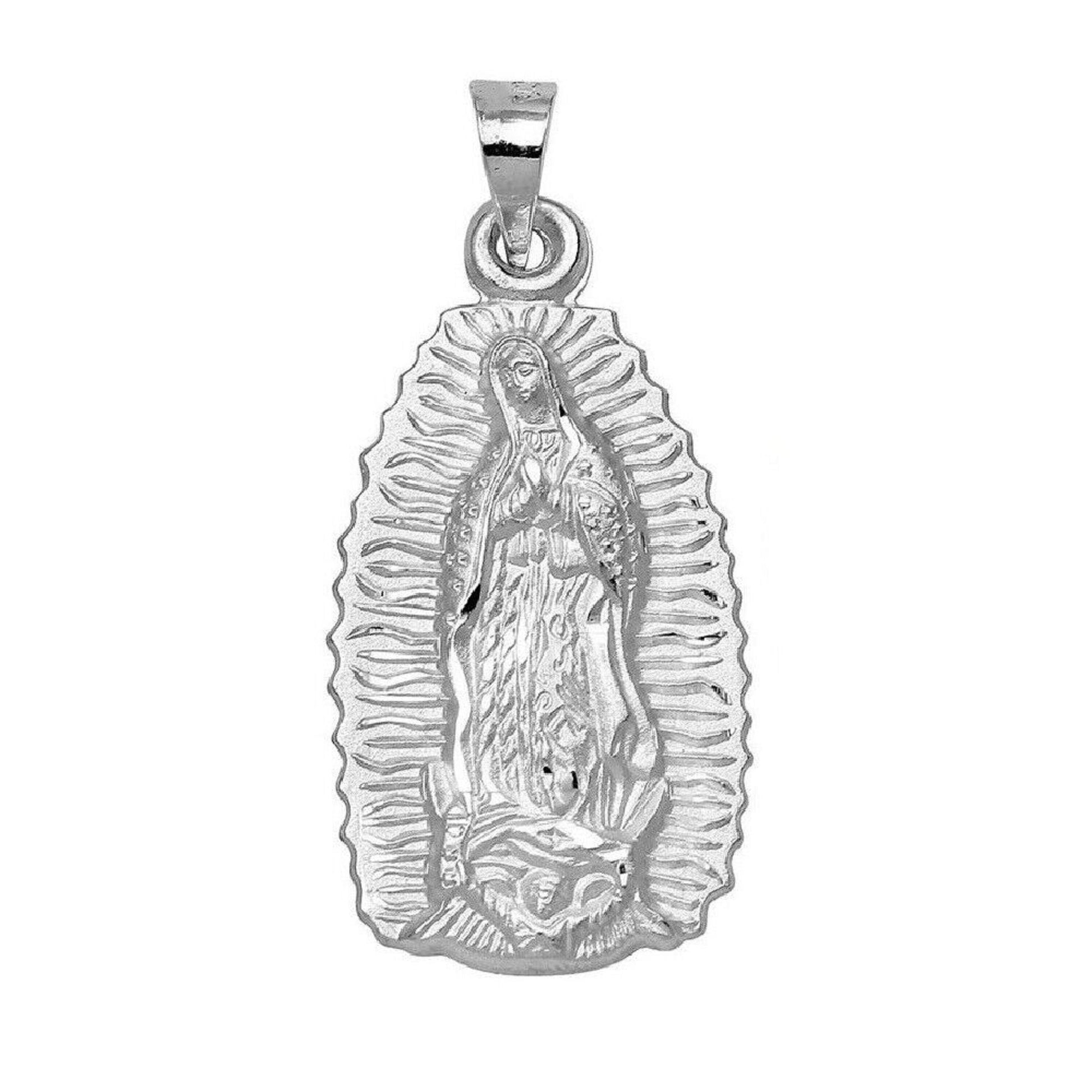 925 Sterling Silver Necklace w/ Our Lady Of Guadalupe Pendant Charm