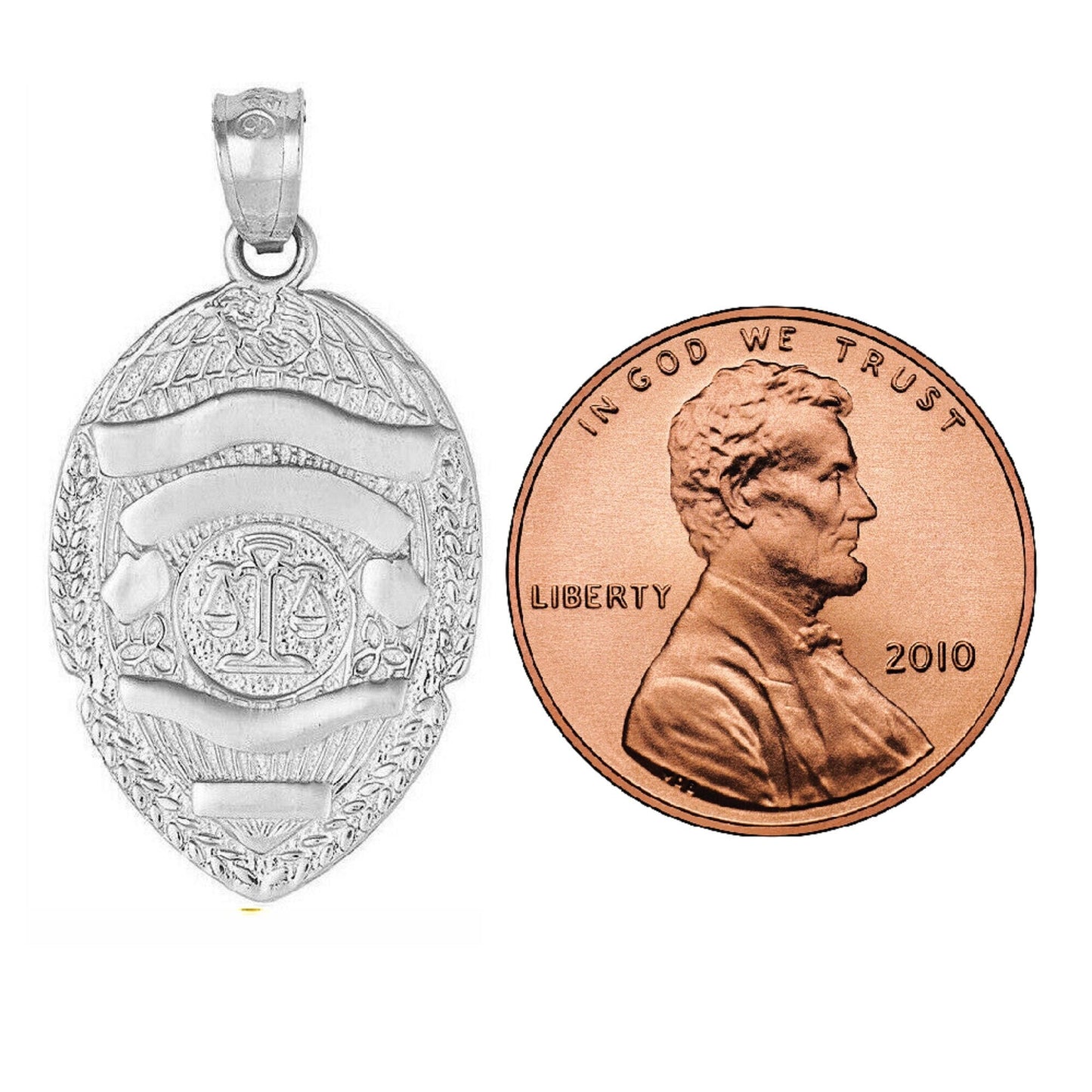 925 Sterling Silver Necklace w/ Police Badge Pendant Charm