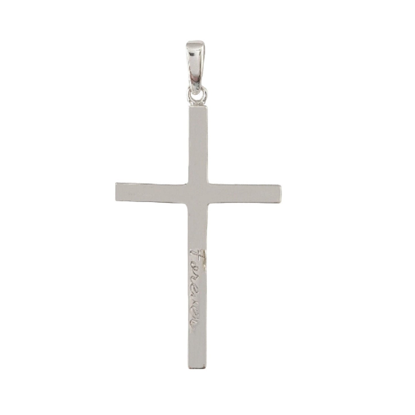 925 Sterling Silver Engraved "Forever" Solid Cross Pendant