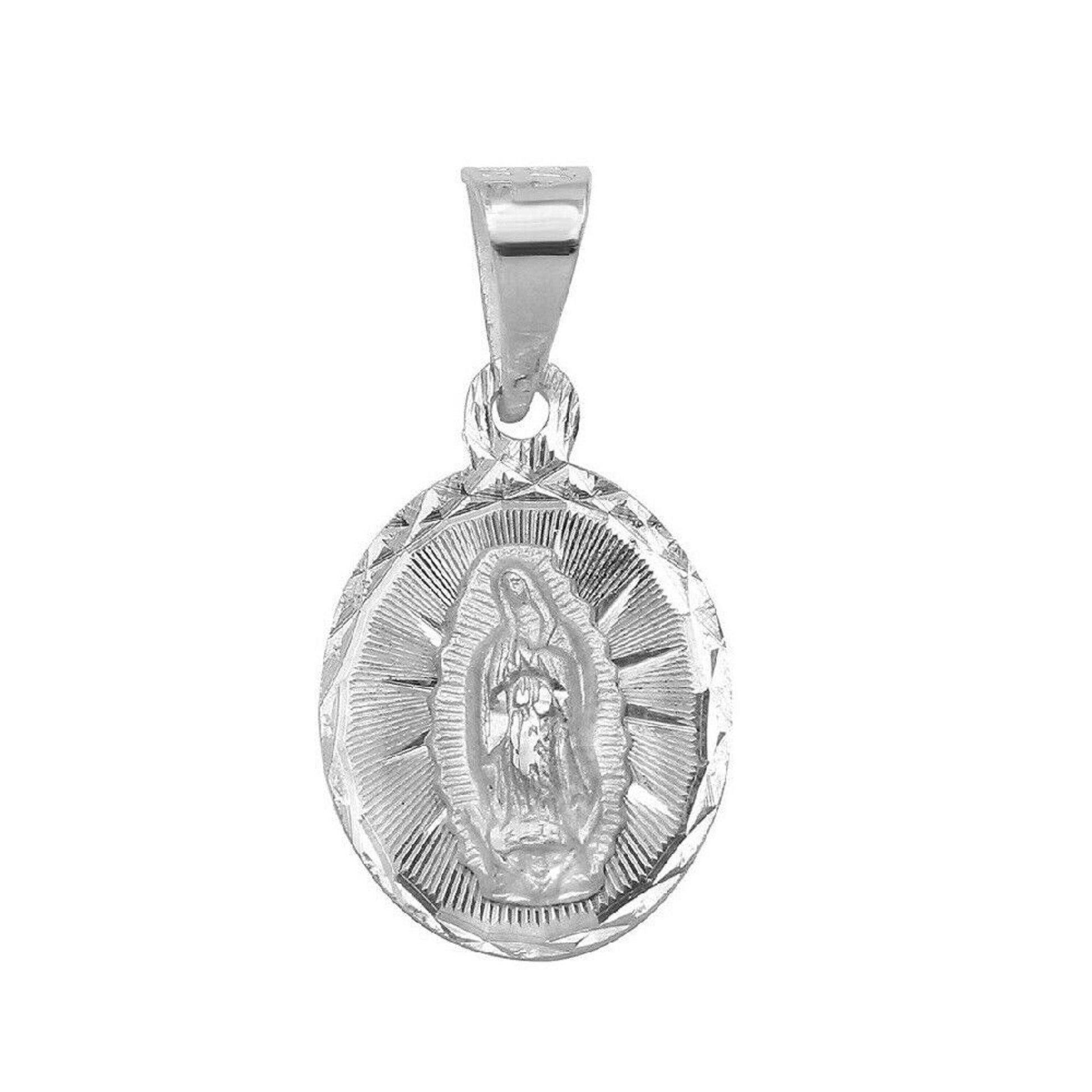 925 Sterling Silver Necklace w/ Our Lady of Guadalupe Pendant Charm