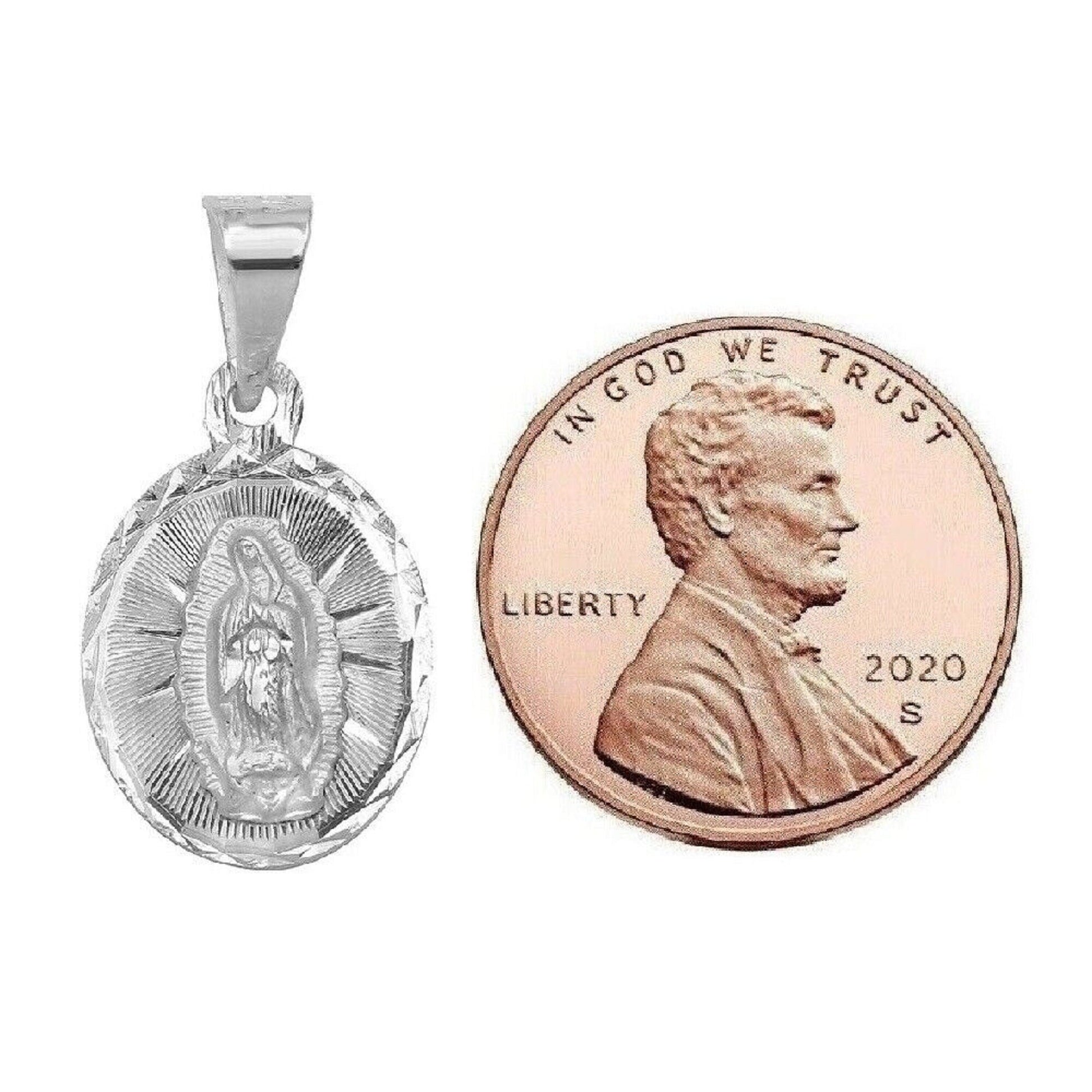 925 Sterling Silver Necklace w/ Our Lady of Guadalupe Pendant Charm