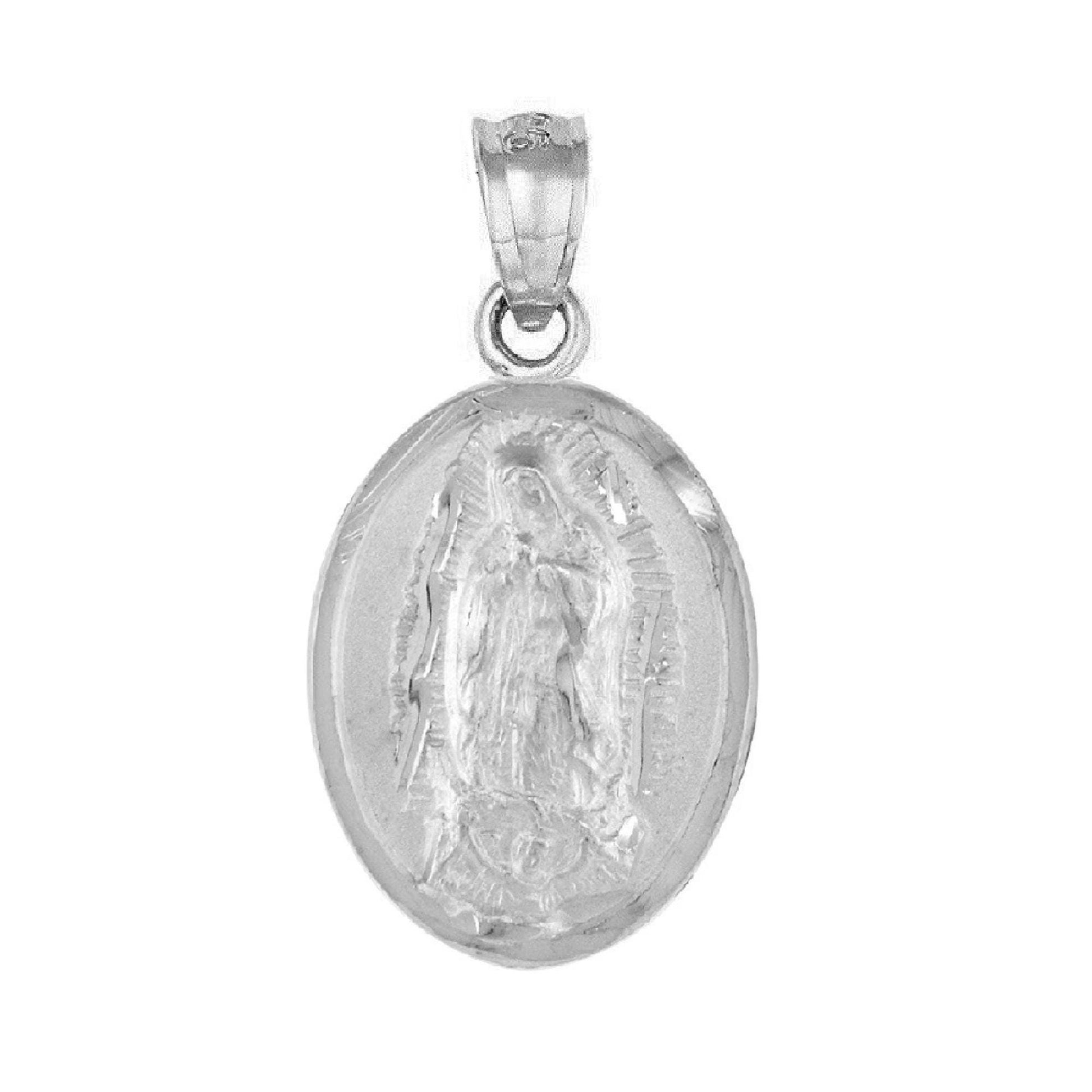925 Sterling Silver Necklace w/ Guadalupe & Saint Jude 2-sided Pendant Charm