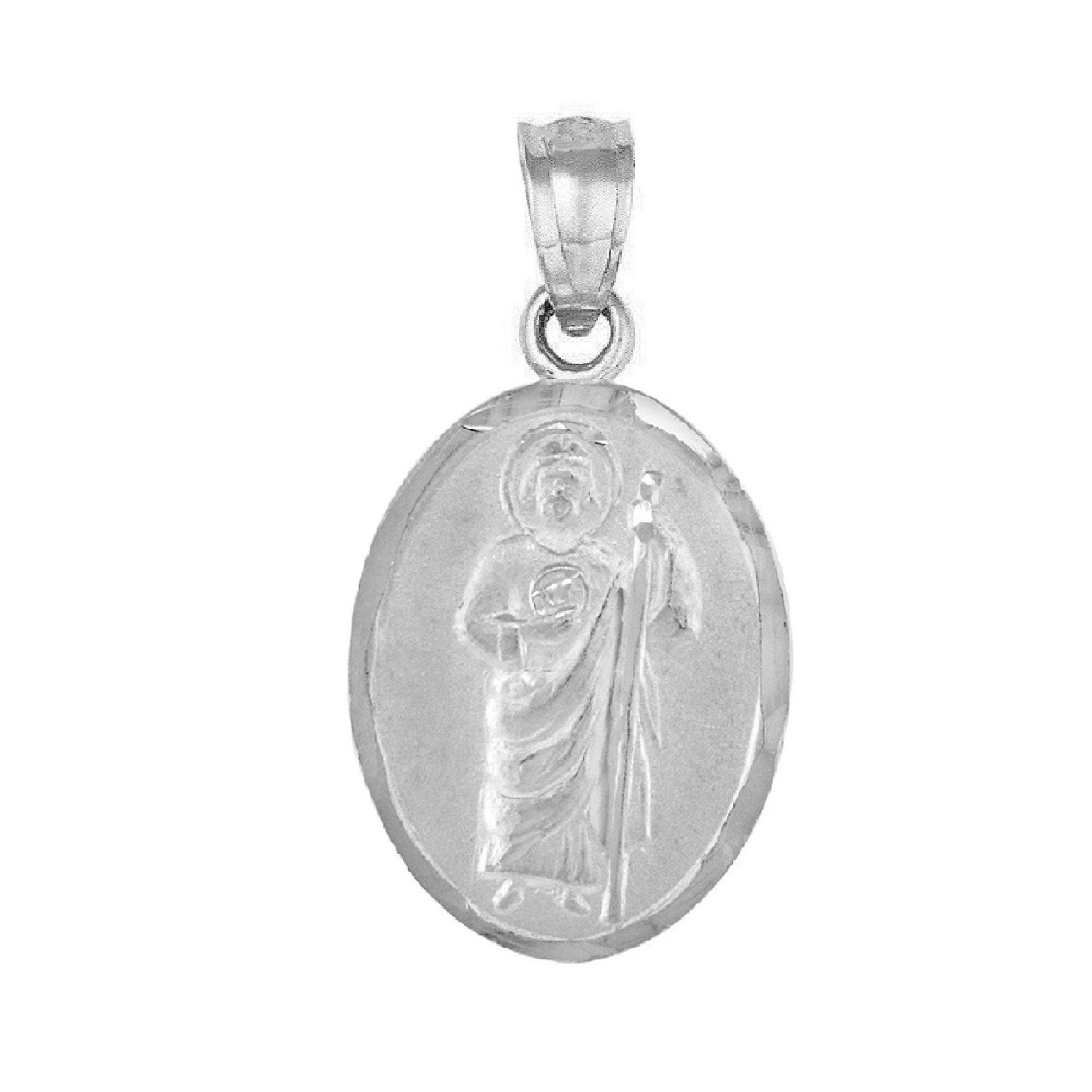 925 Sterling Silver Necklace w/ Guadalupe & Saint Jude 2-sided Pendant Charm