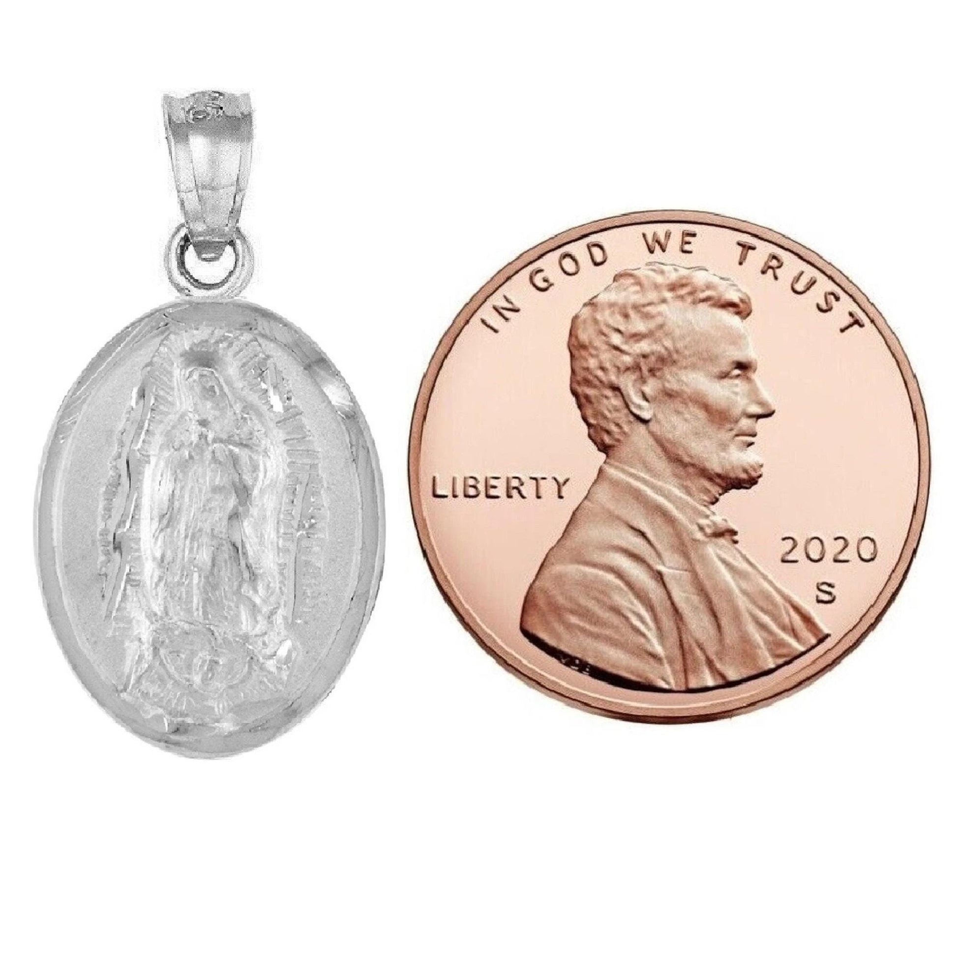 925 Sterling Silver Necklace w/ Guadalupe & Saint Jude 2-sided Pendant Charm