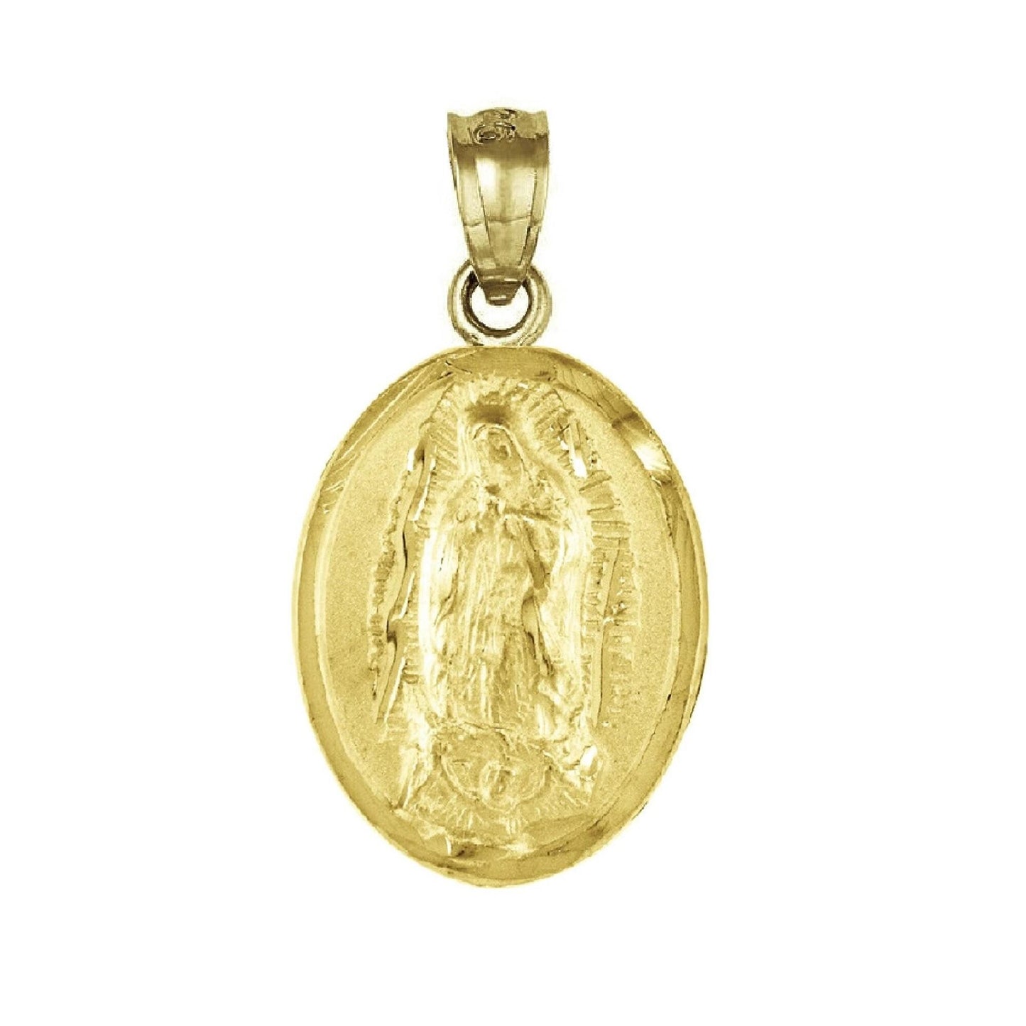 925 Sterling Silver Yellow Gold Plated 1mm Cable Chain Necklace w/ Guadalupe & Saint Jude 2-sided Pendant Charm