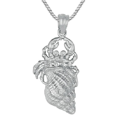 925 Sterling Silver Necklace Hermit Crab with Shell Pendant