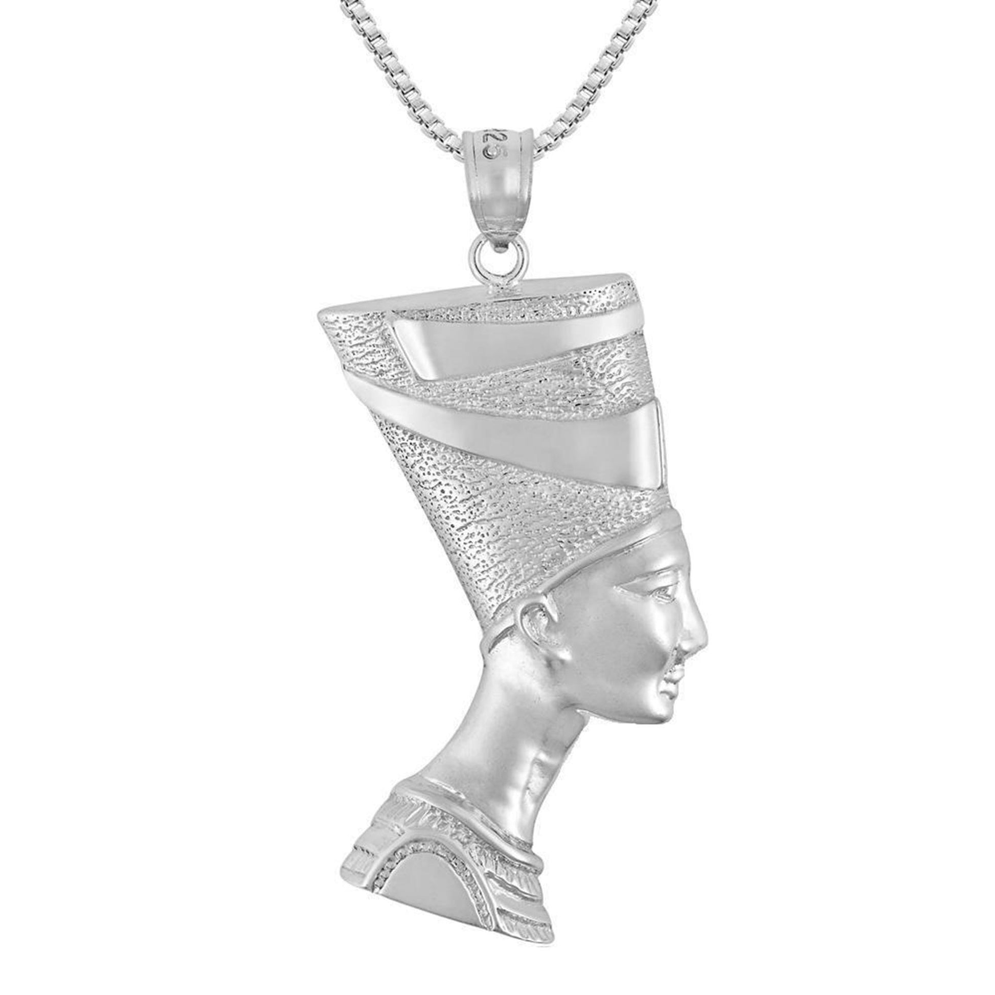 925 Sterling Silver Necklace w/ Egyptian Queen Nefertiti Pendant
