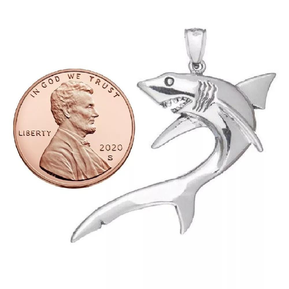 925 Sterling Silver Necklace w/ Shark Pendant