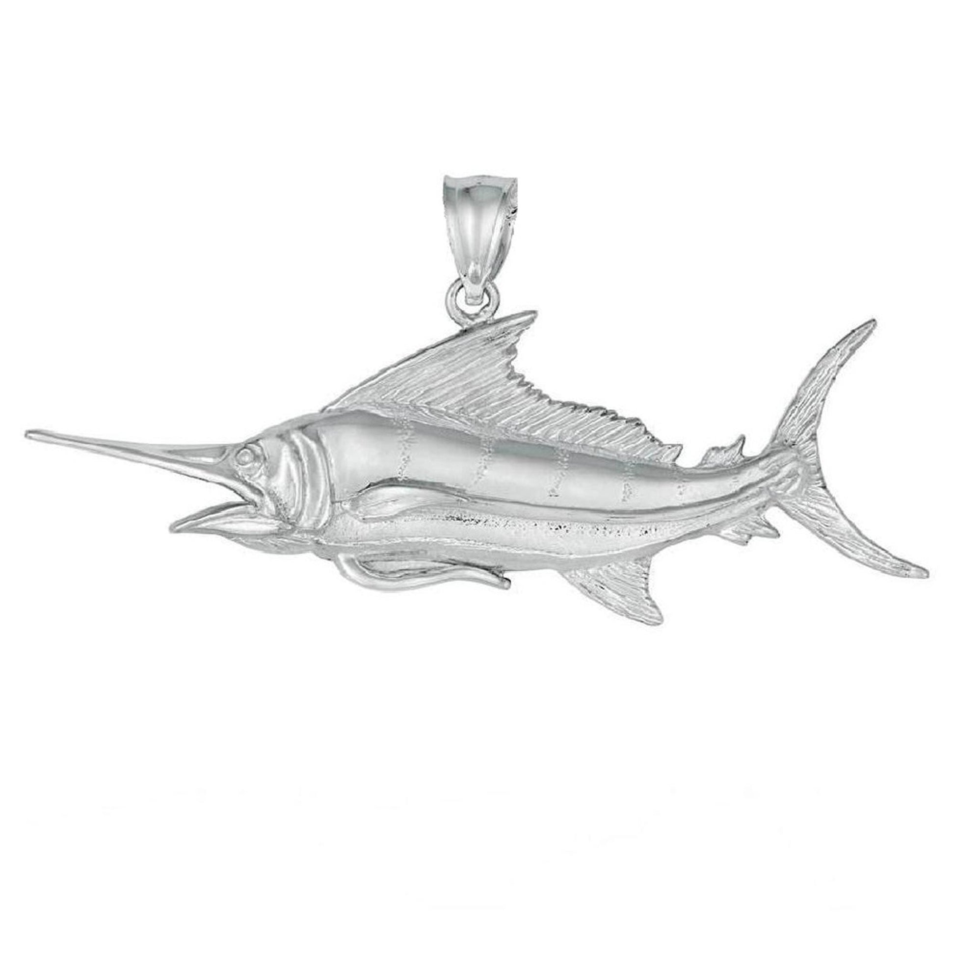 925 Sterling Silver Necklace w/ Blue Marlin Fish Pendant
