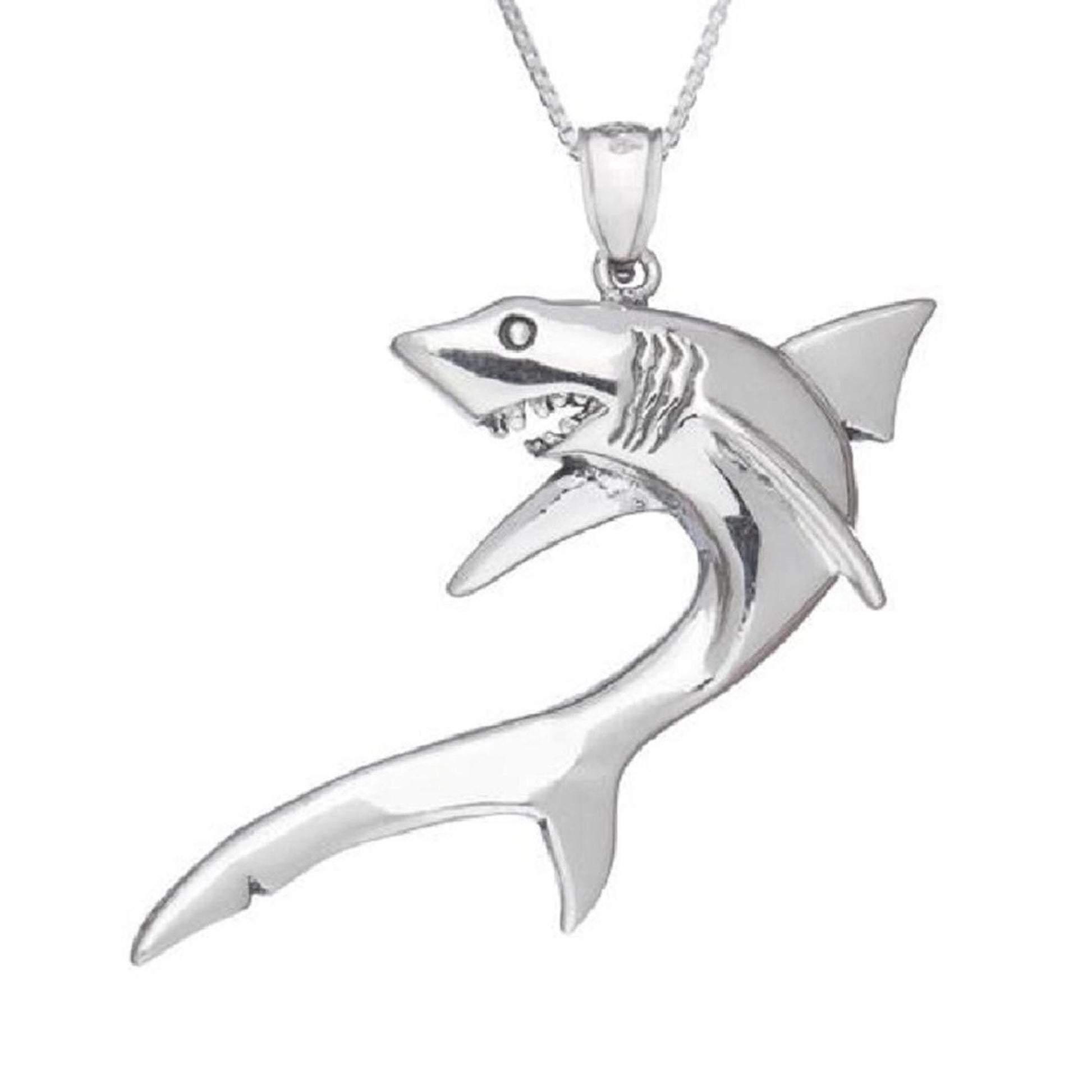 925 Sterling Silver Necklace w/ Shark Pendant