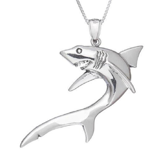 925 Sterling Silver Necklace w/ Shark Pendant