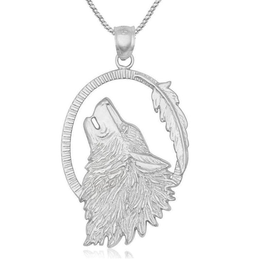 925 Sterling Silver Necklace w/ Wolf Head Pendant