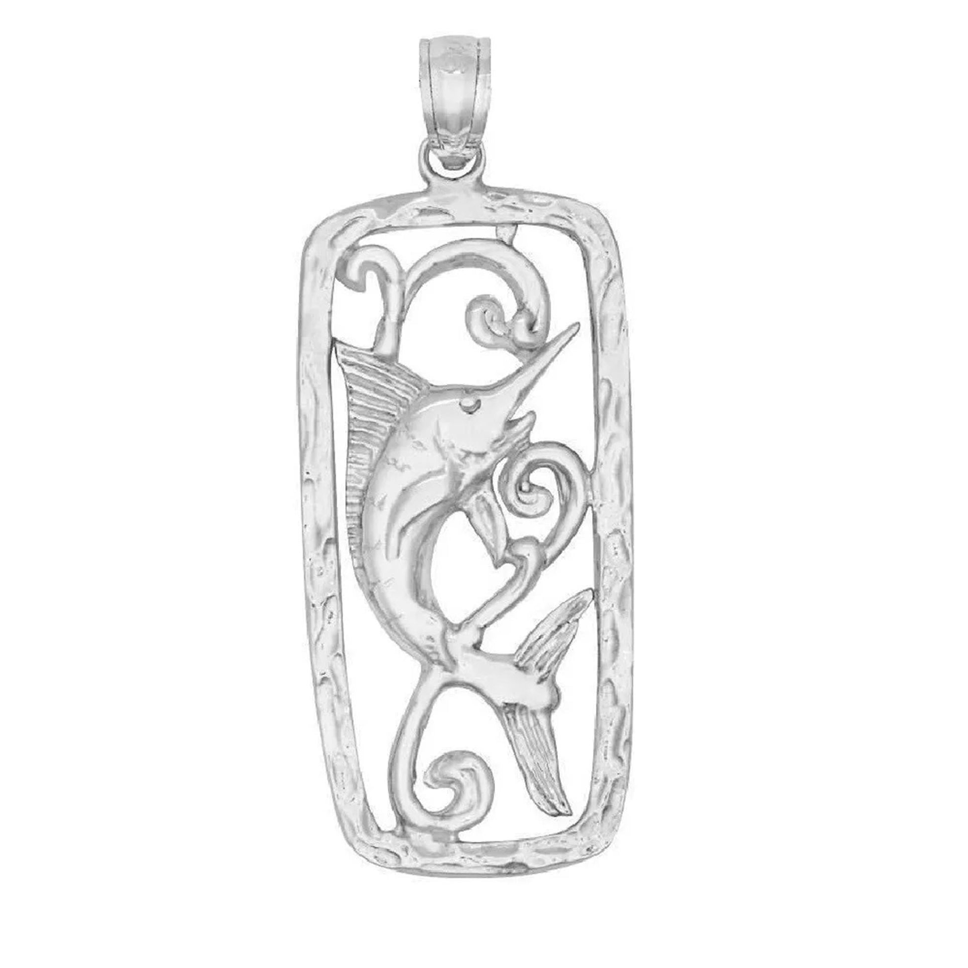 925 Sterling Silver Necklace w/ Marlin Fish Pendant Charm