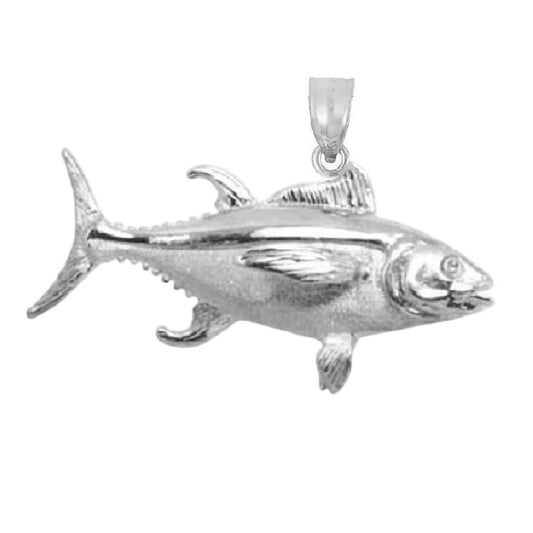 925 Sterling Yellowfin Tuna Fish 3D (3 Dimensional) Solid Pendant