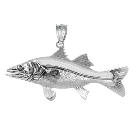 925 Sterling Snook Fish 3D (3 Dimensional) Solid Pendant