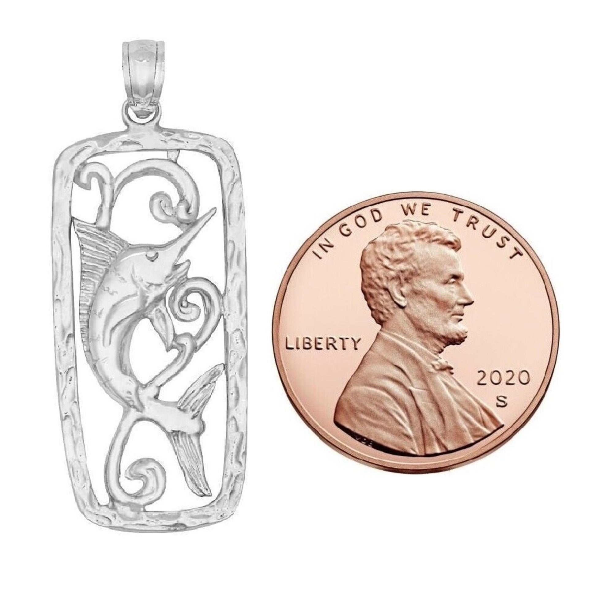 925 Sterling Silver Necklace w/ Marlin Fish Pendant Charm
