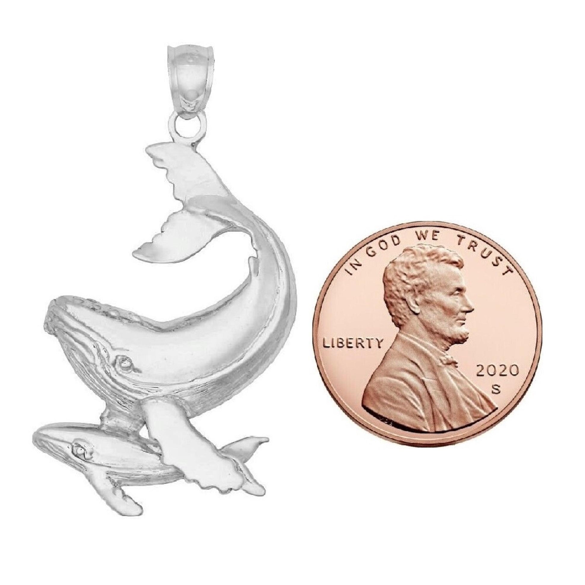 925 Sterling Silver Necklace w/ Humpback Whale Pendant