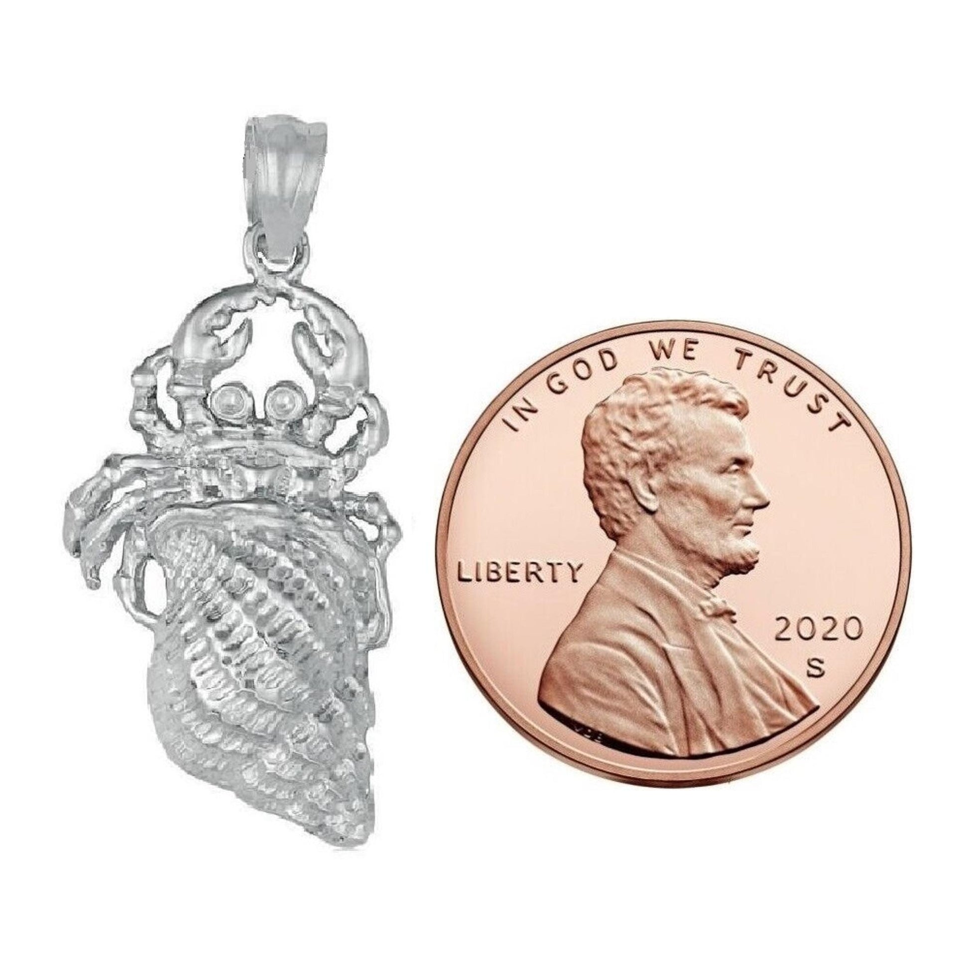 925 Sterling Silver Necklace Hermit Crab with Shell Pendant