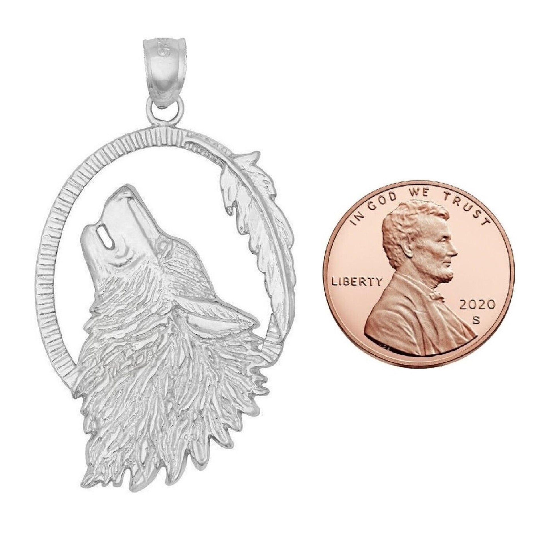 925 Sterling Silver Necklace w/ Wolf Head Pendant