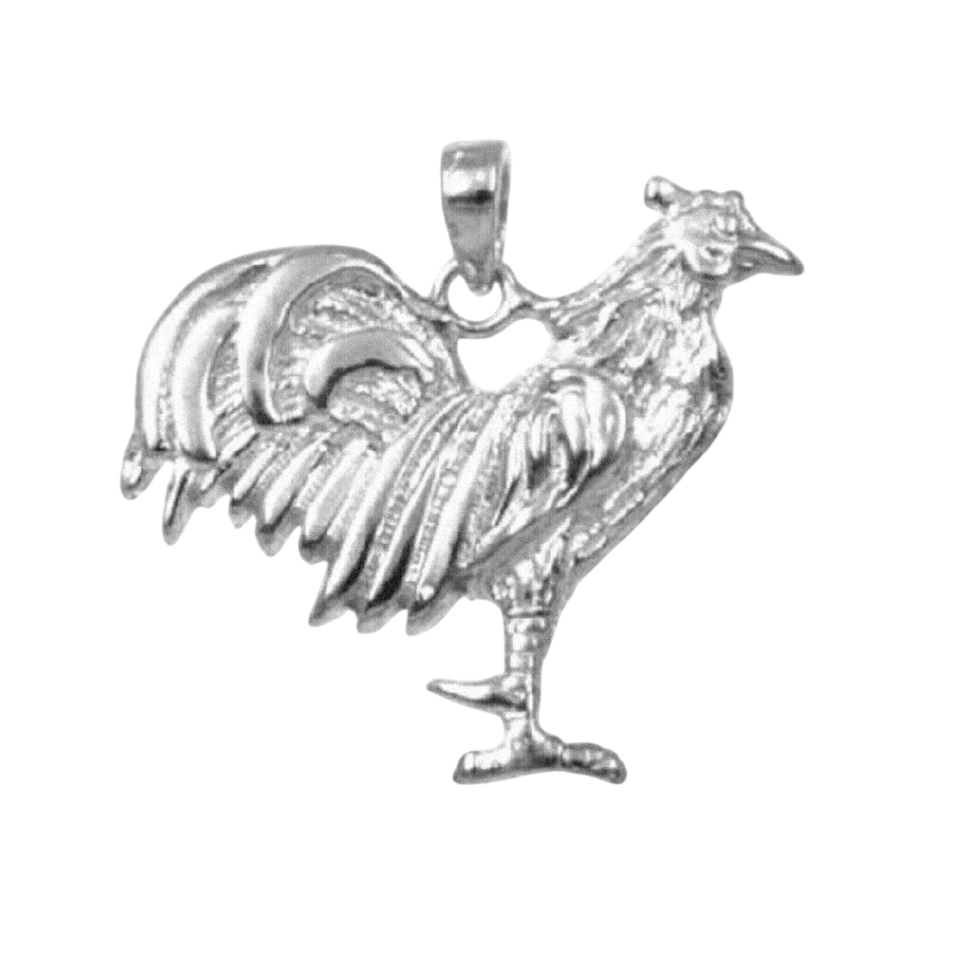 925 Sterling Silver Necklace w/ Rooster (Chicken) Pendant Charm