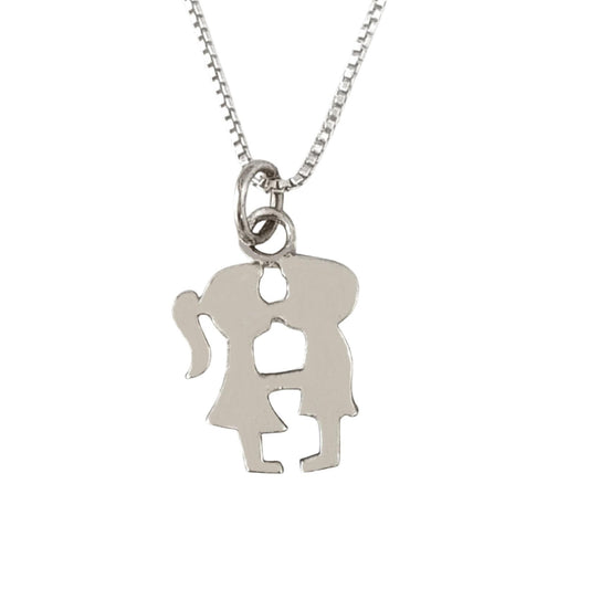925 Sterling Silver Necklace w/ Kissing Couple Charm Pendant