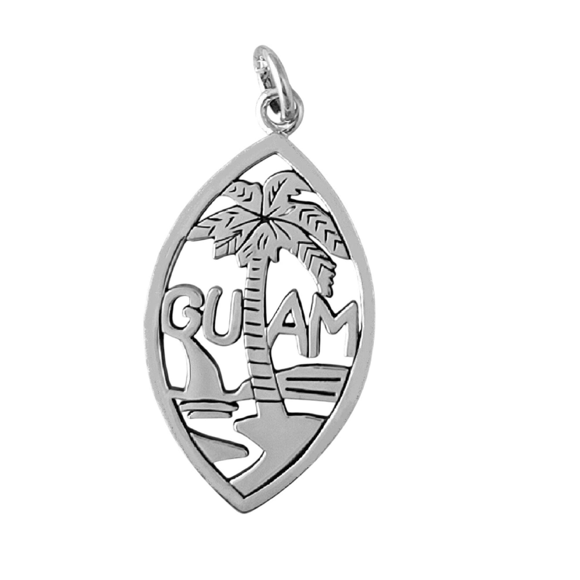 925 Sterling Silver Necklace w/ "Guam" Palm Tree Pendant