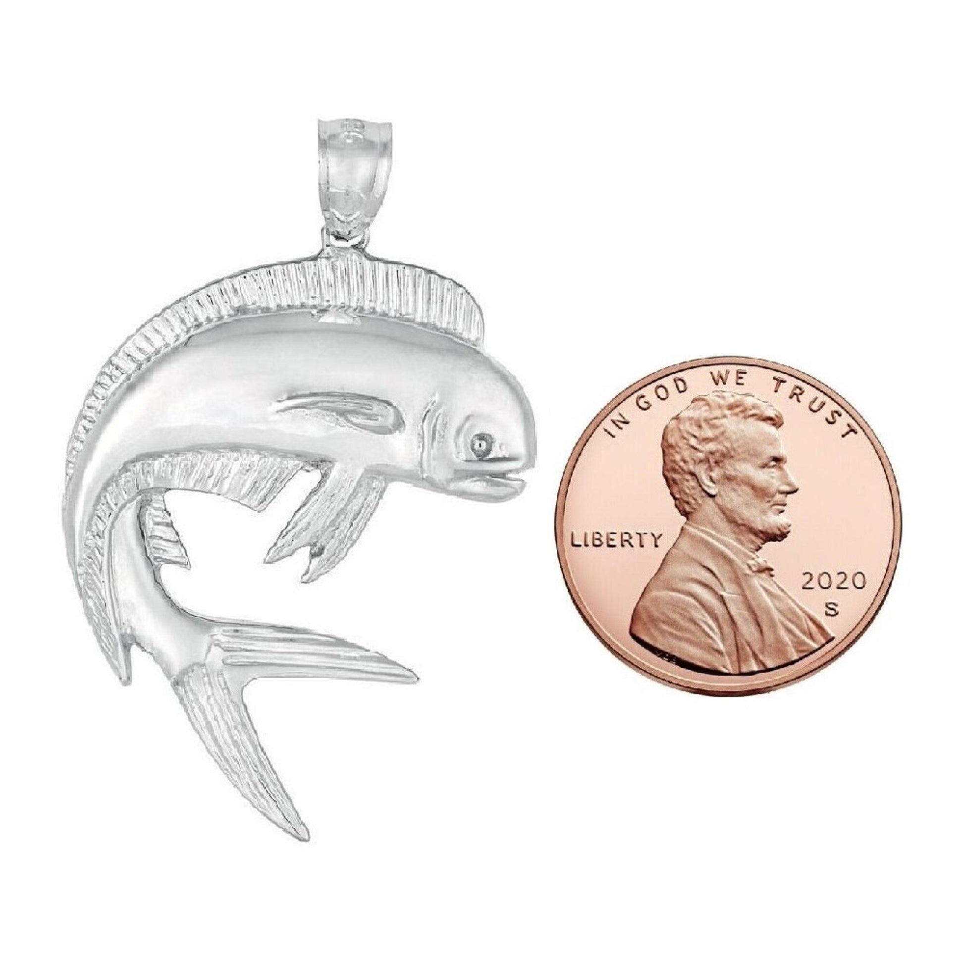 925 Sterling Silver Necklace w/ Mahi Mahi Fish Pendant