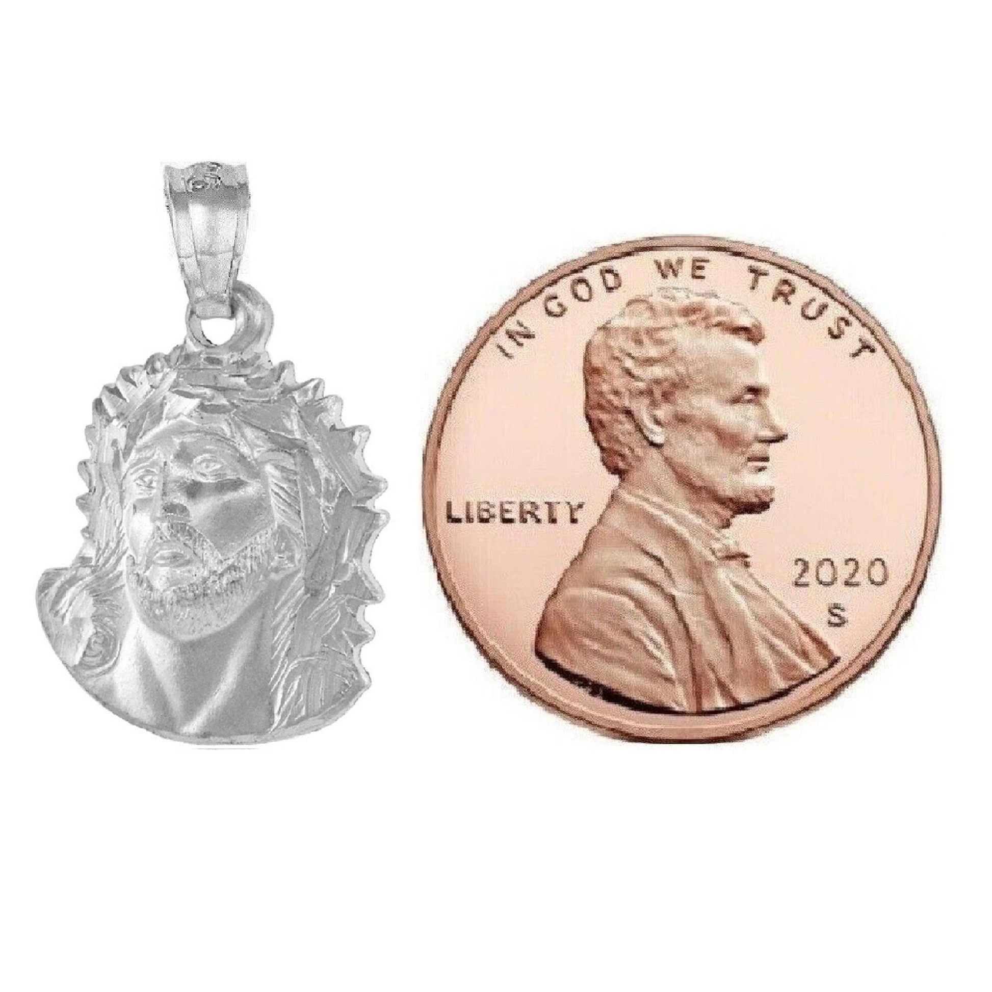 925 Sterling Silver Necklace w/ Holy Face of Jesus Crown of Thorns Pendant Charm