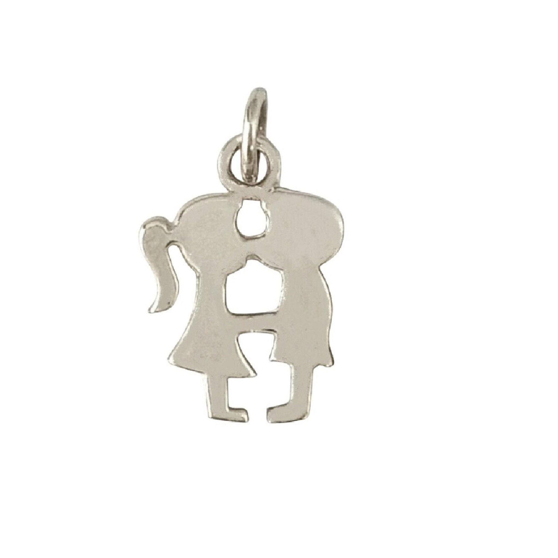925 Sterling Silver Necklace w/ Kissing Couple Charm Pendant