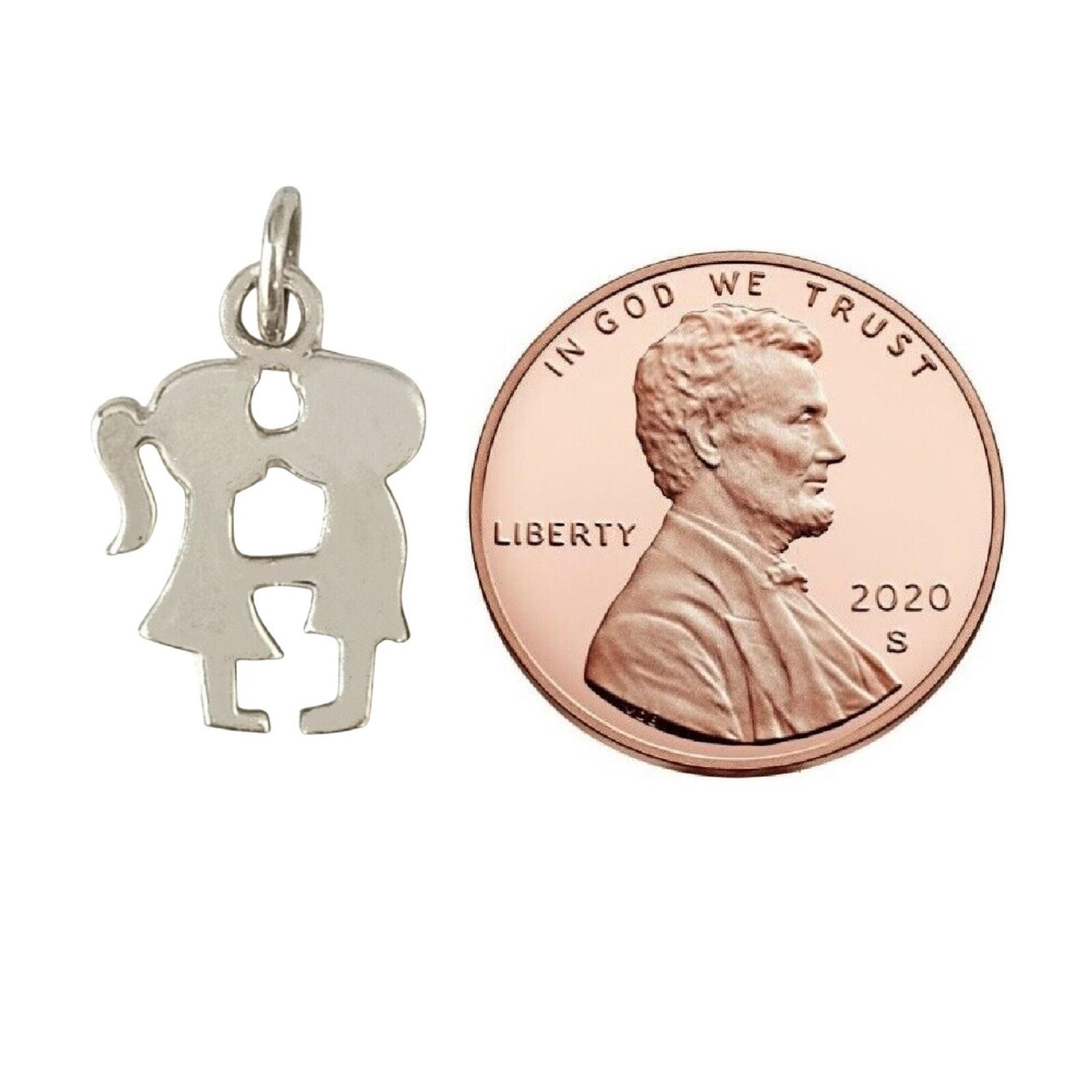 925 Sterling Silver Necklace w/ Kissing Couple Charm Pendant