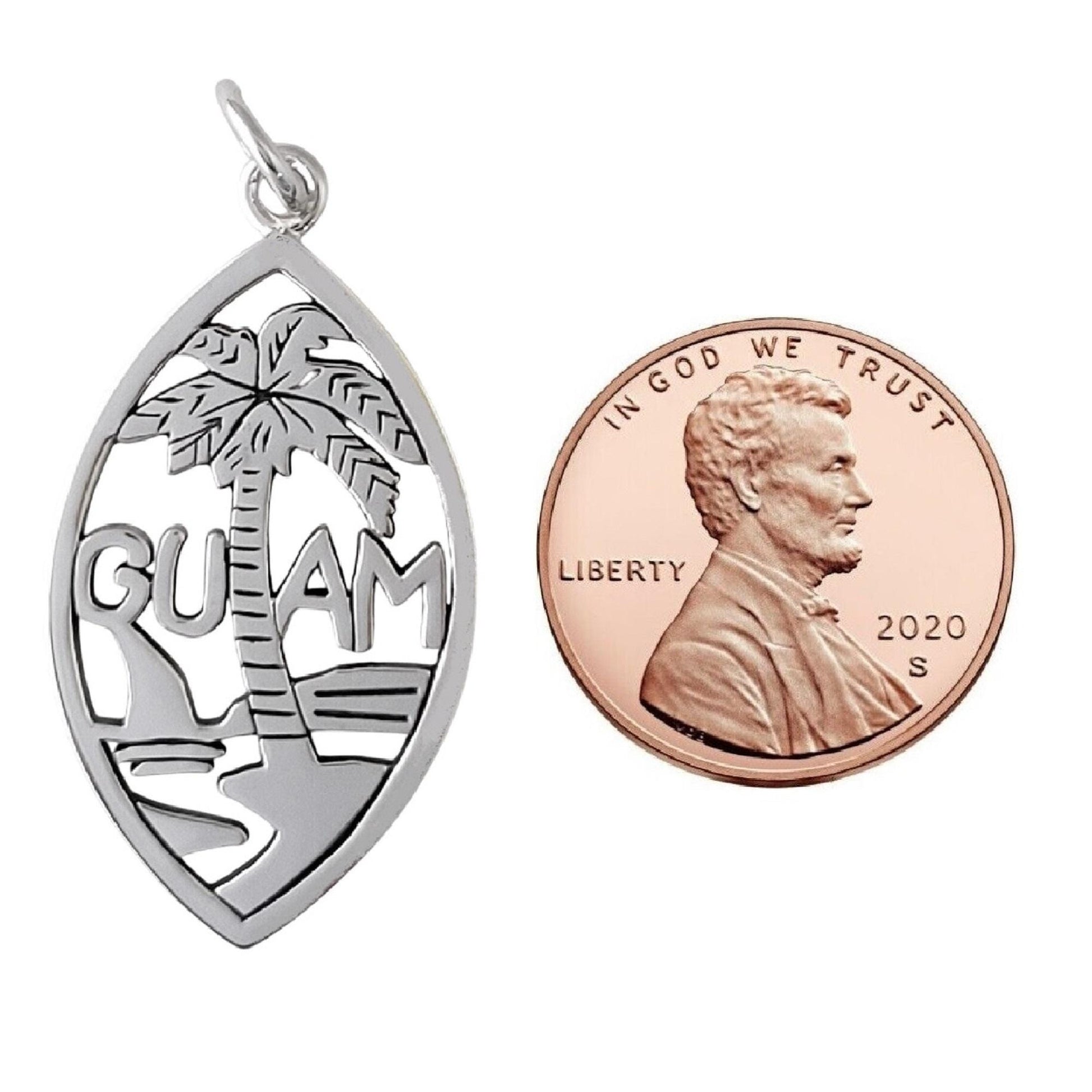 925 Sterling Silver Necklace w/ "Guam" Palm Tree Pendant