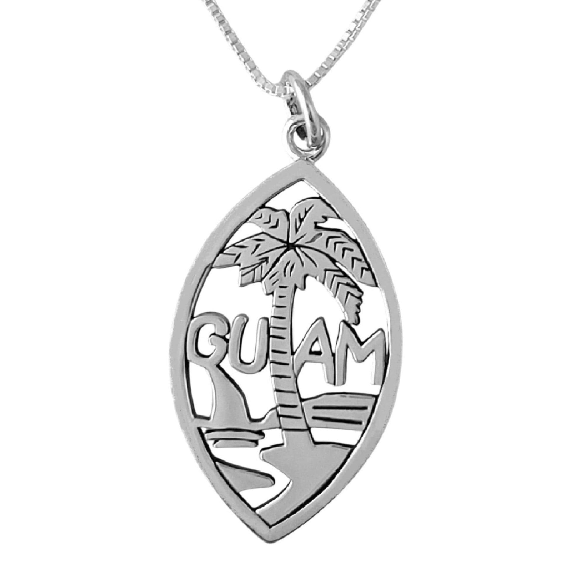 925 Sterling Silver Necklace w/ "Guam" Palm Tree Pendant