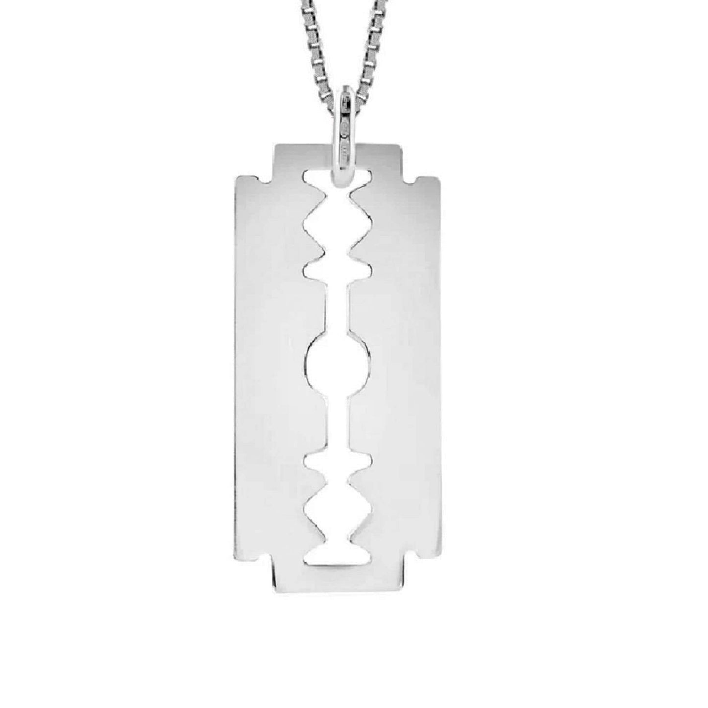 925 Sterling Silver Necklace w/ Razor Blade Pendant