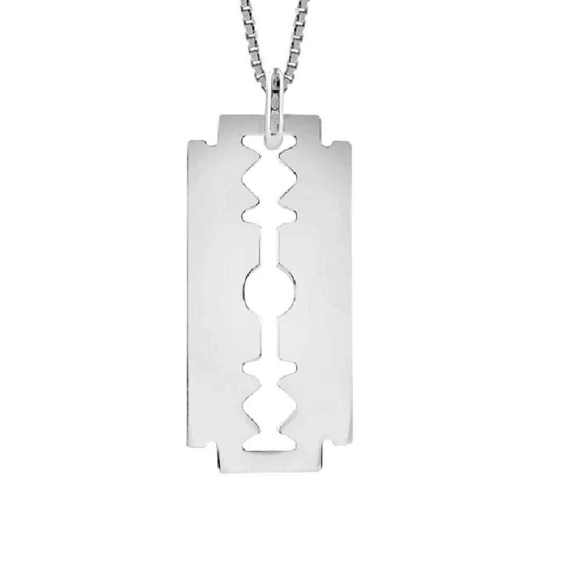 925 Sterling Silver Necklace w/ Razor Blade Pendant