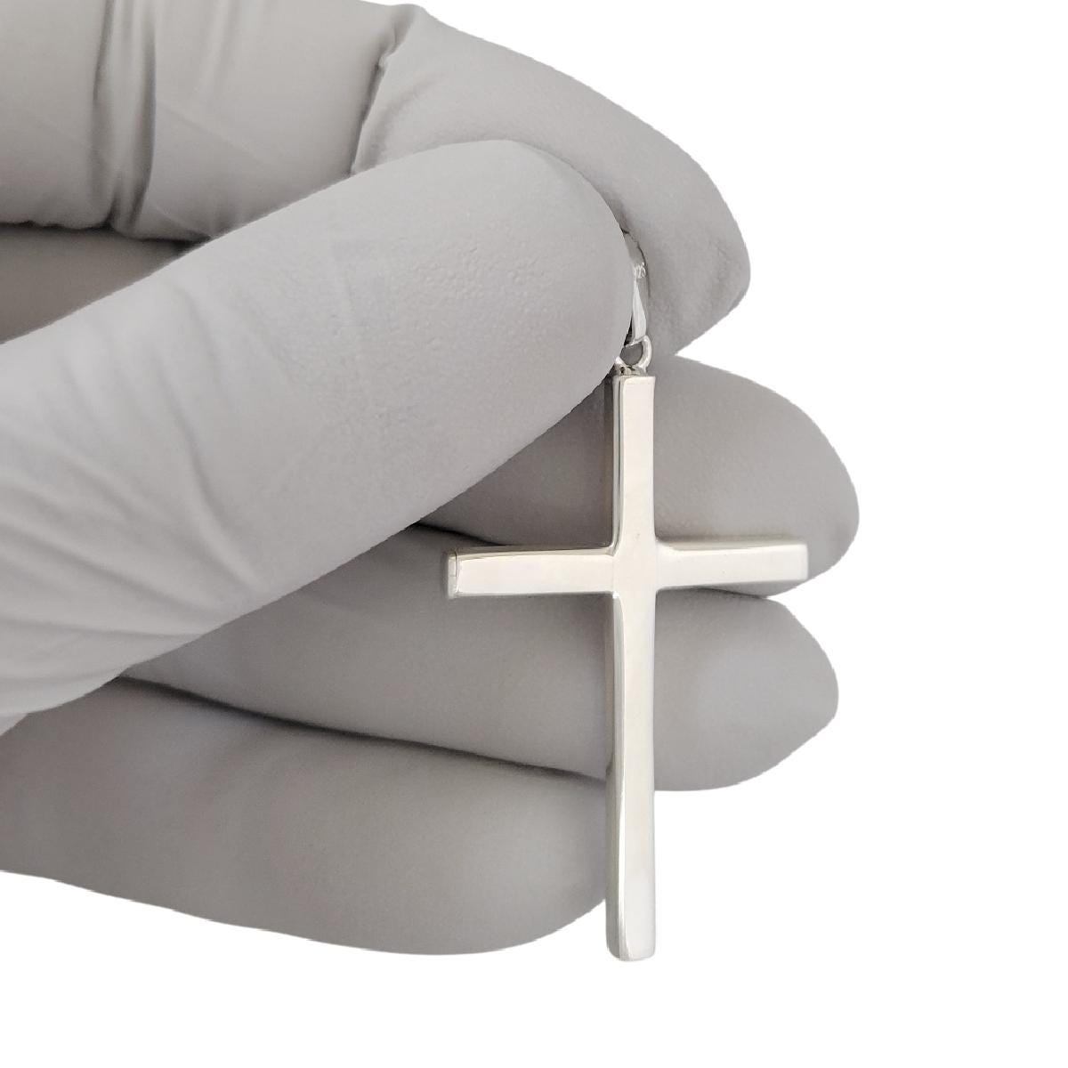 925 Sterling Silver Engraved "Love Love" Solid Cross Pendant