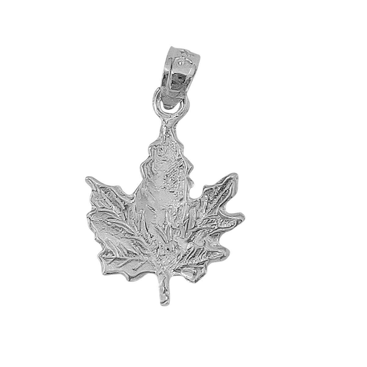 925 Sterling Silver Necklace w/ Maple Leaf Pendant Charm
