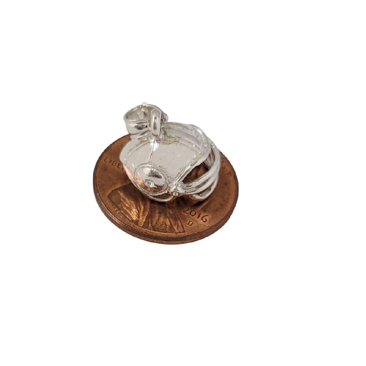 925 Sterling Silver Necklace w/ Football Helmet 3D (3 Dimensional) Pendant Charm
