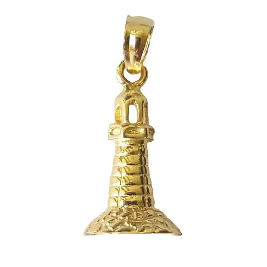 14K Yellow Gold Lighthouse Pendant