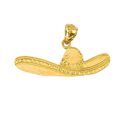 14K Yellow Gold Cowboy Hat, Sombrero Pendant
