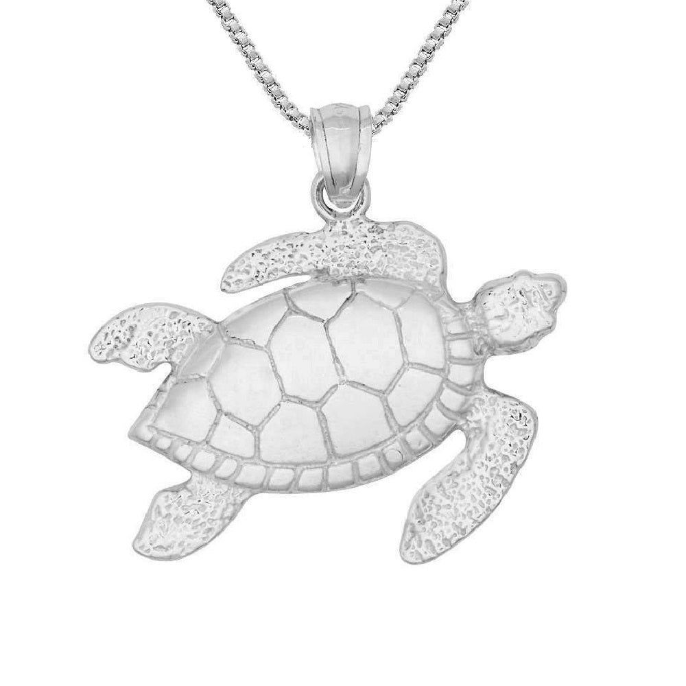 925 Sterling Silver Necklace w/ Turtle Pendant Charm