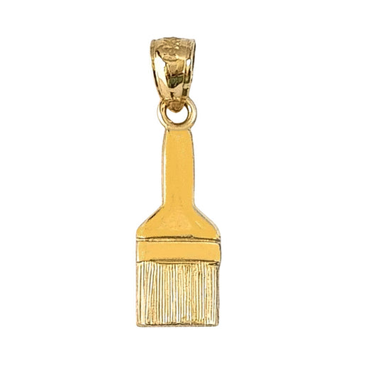14K Yellow Gold Paint Brush Pendant Charm